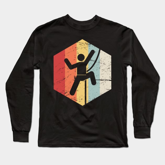 Retro Rock Climbing Icon Long Sleeve T-Shirt by MeatMan